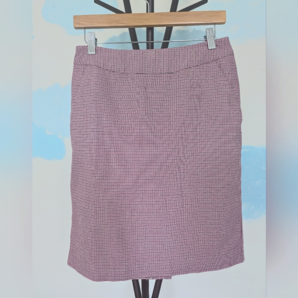 L.L.Bean "Favorite Fit" pink/brown houndstooth skirt - size 6